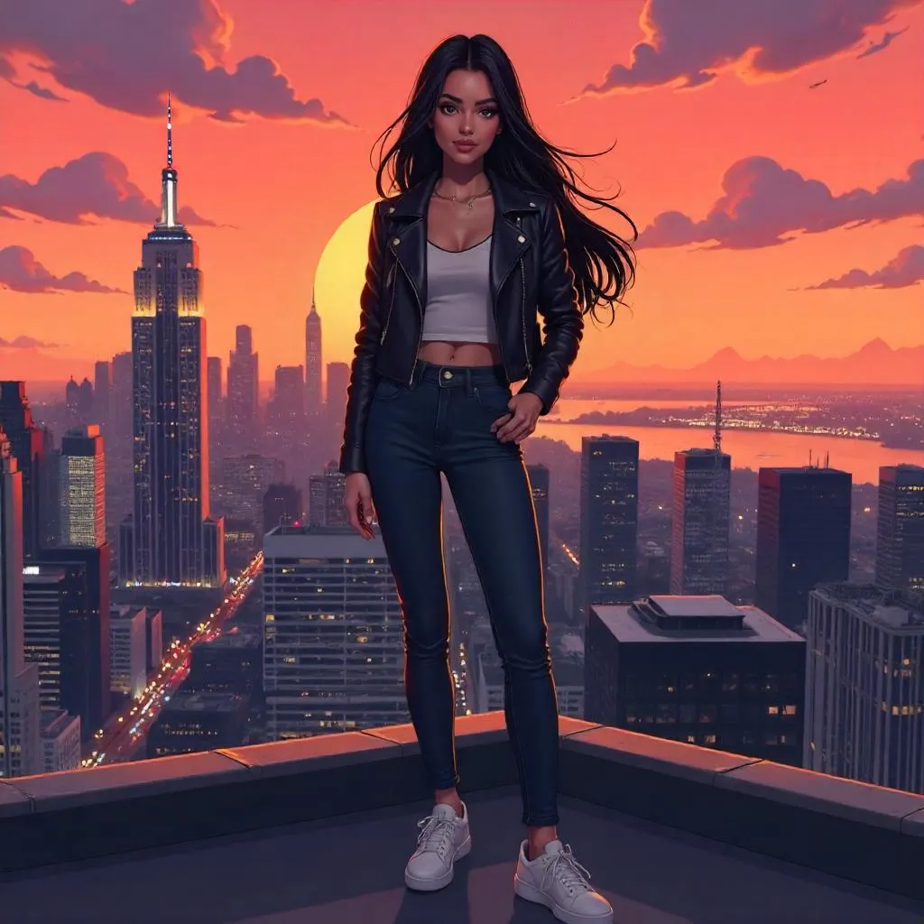 Latina Anime Rooftop at Golden Hour