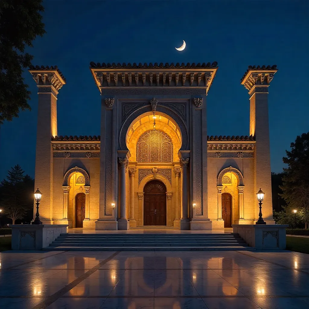 Elegant Seljuk Entrance in Konya at Night