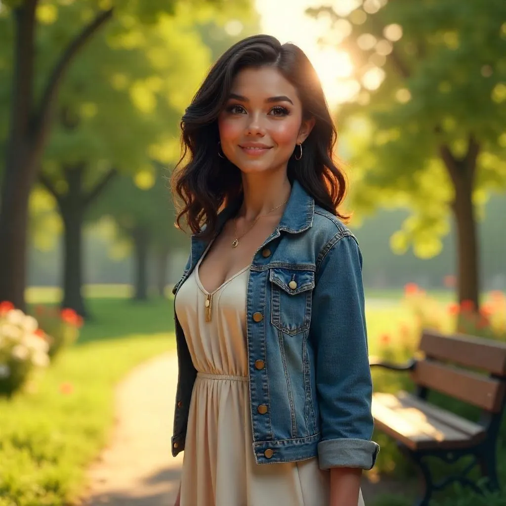 Radiant Latina Woman in a Serene Park - 3D Render