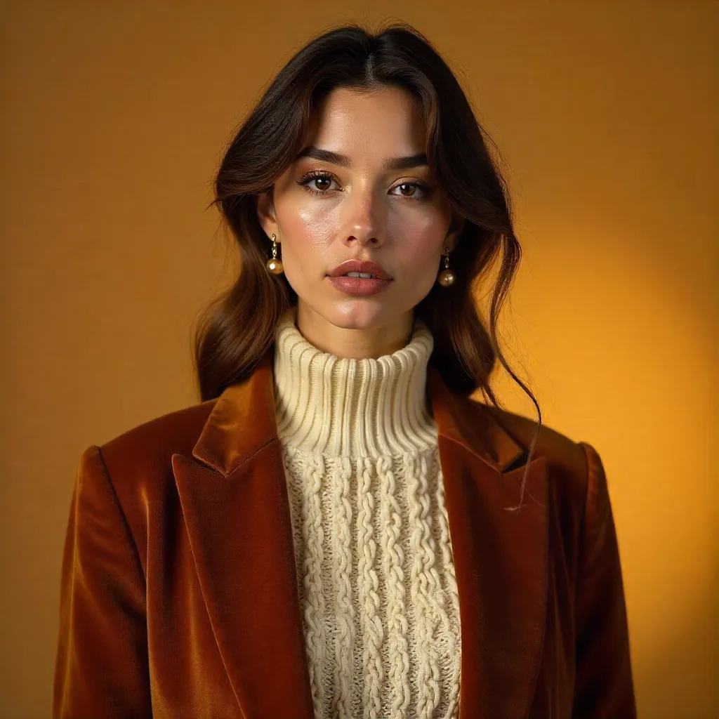 Warm Knitwear Elegance: Modern Fashion Portrait