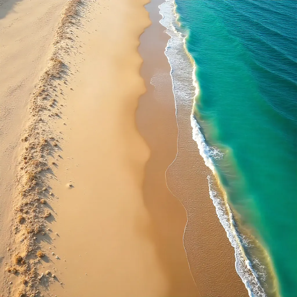 Aerial Beach Textures at Ocean Edge