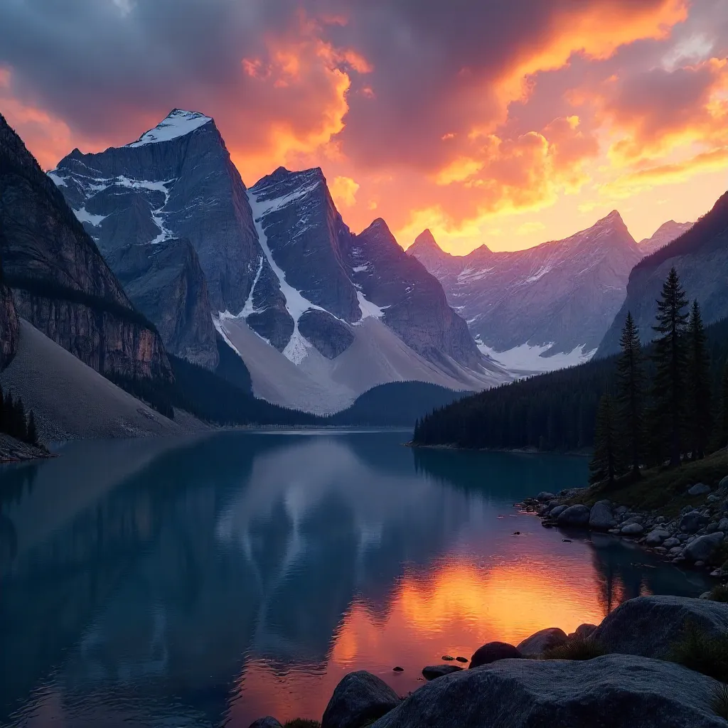 Majestic Mountain Silhouettes at Sunset