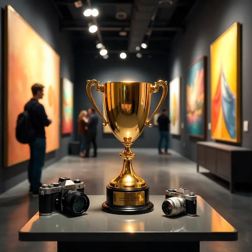 Art Triumph: Trophy, Lens, and Studio Light