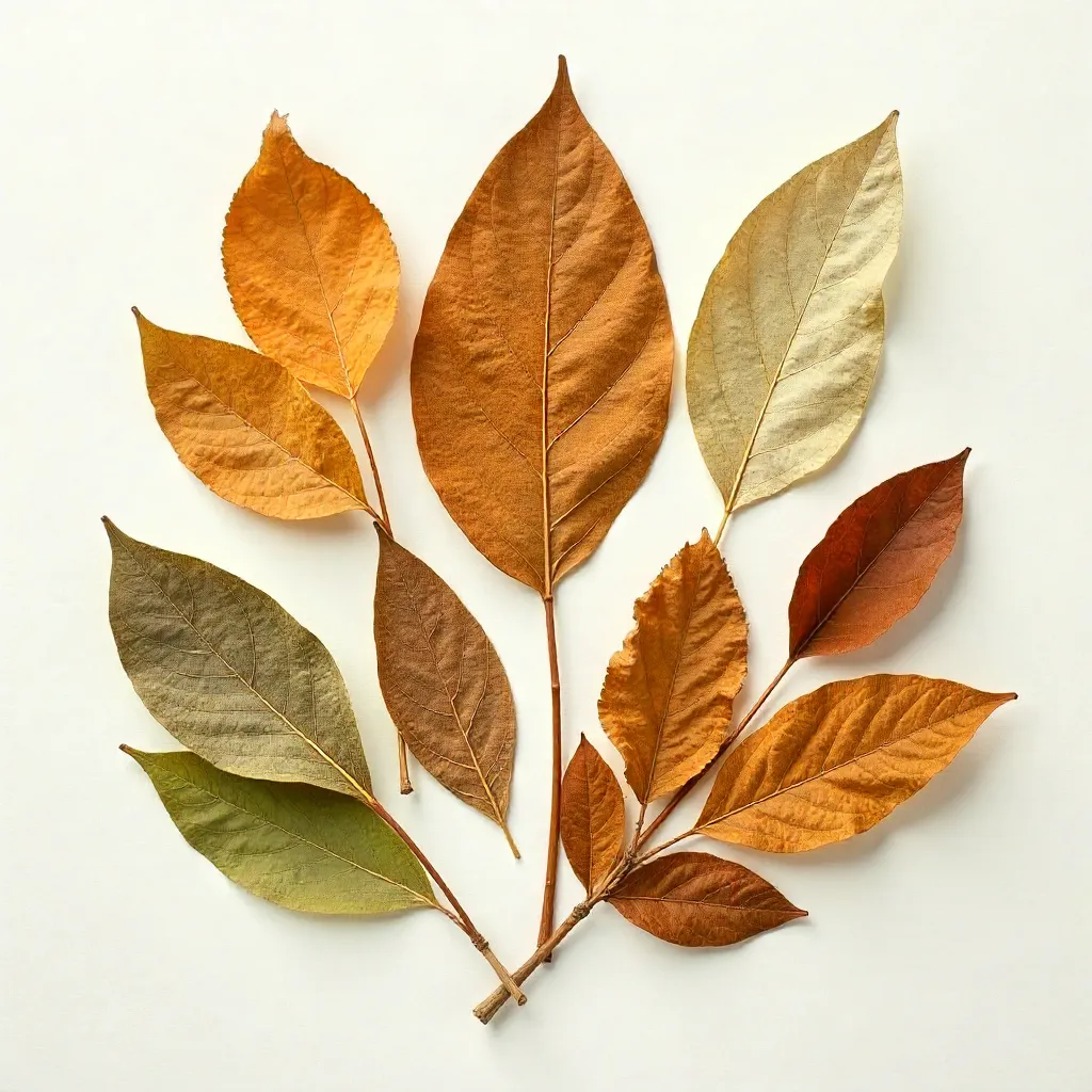 Minimalist Dried Leaves Collage on Plain Backdrop