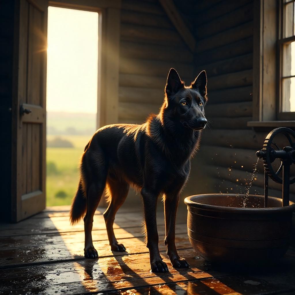 Photoreal Kelpie Inside an Ancient Windmill