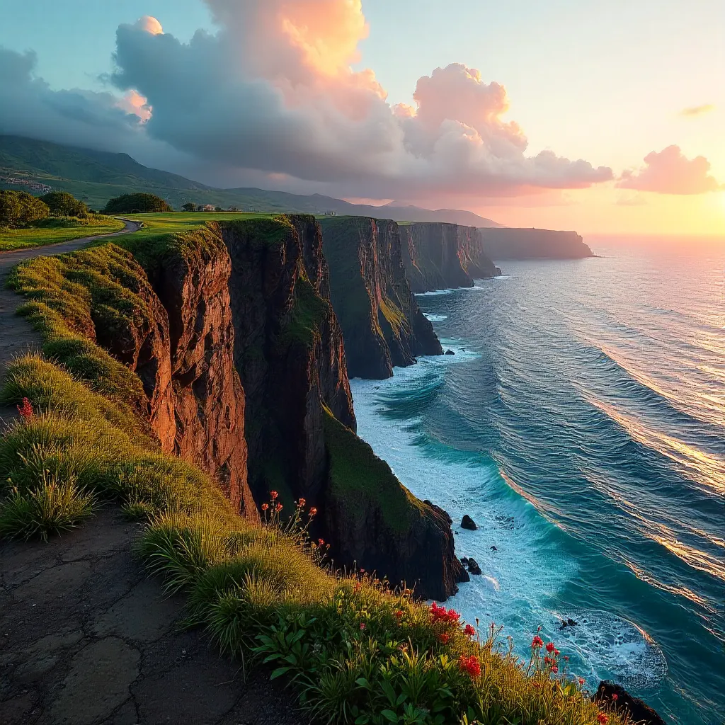 Eastern Madeira Cliffside Panorama at Sunrise