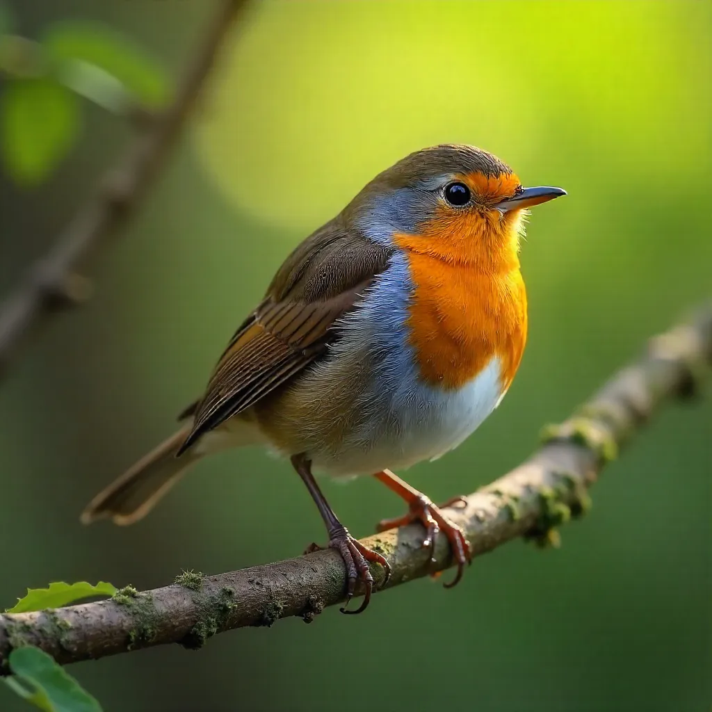 Close-Up of a European Robin on a Branch