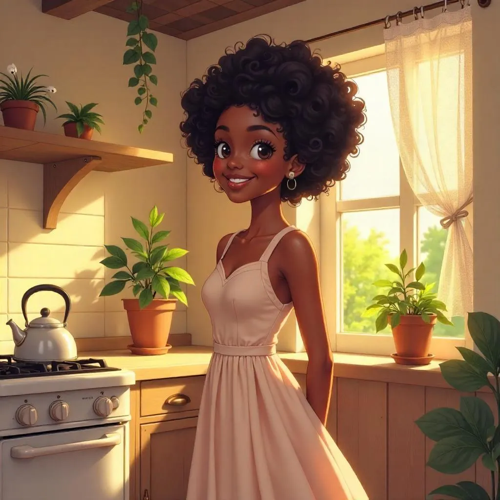 Whimsical Anime Girl in a Cozy Cottage