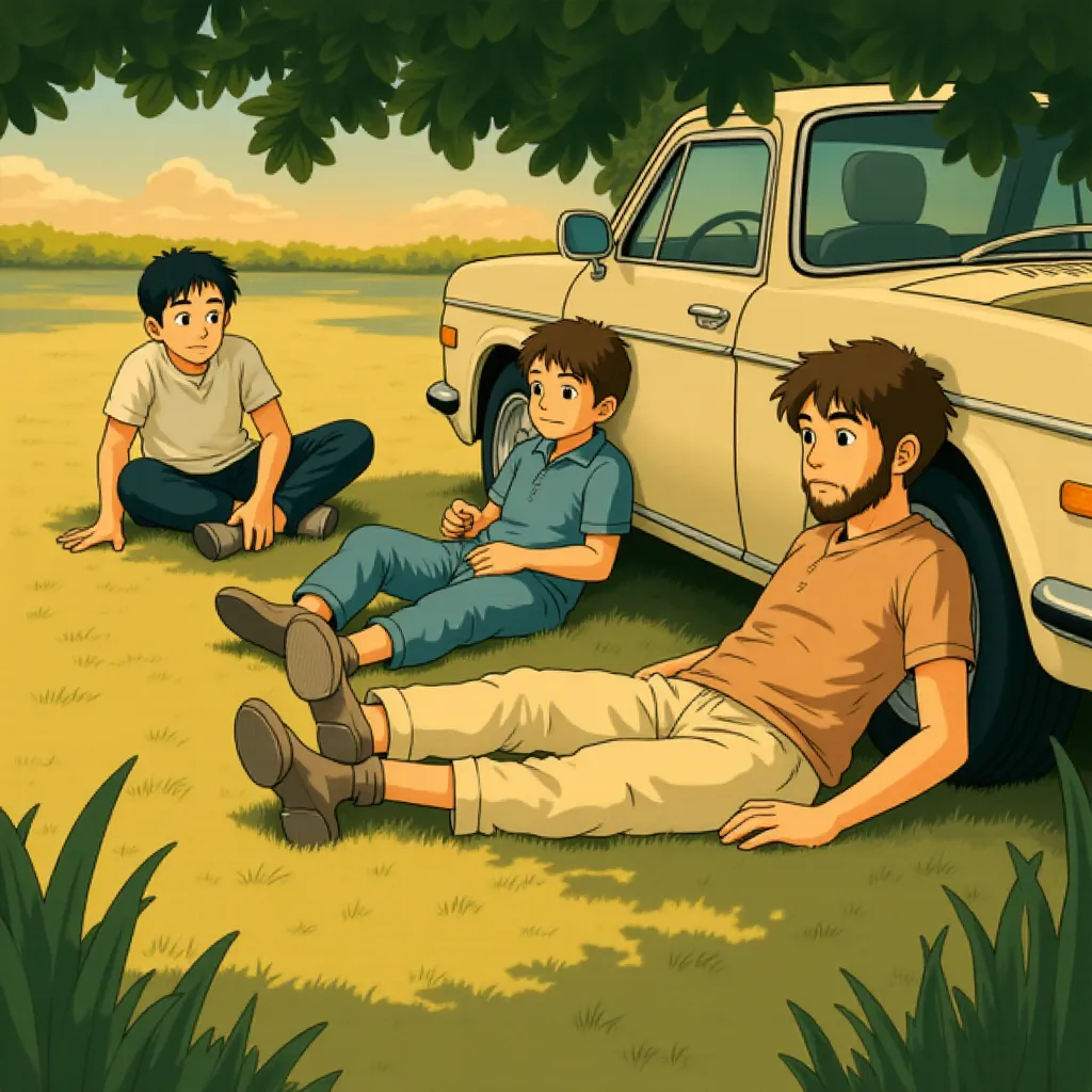 Bradley Cooper, Zach Galifianakis, and Ed Helms in The Hangover (2009) - Anime style