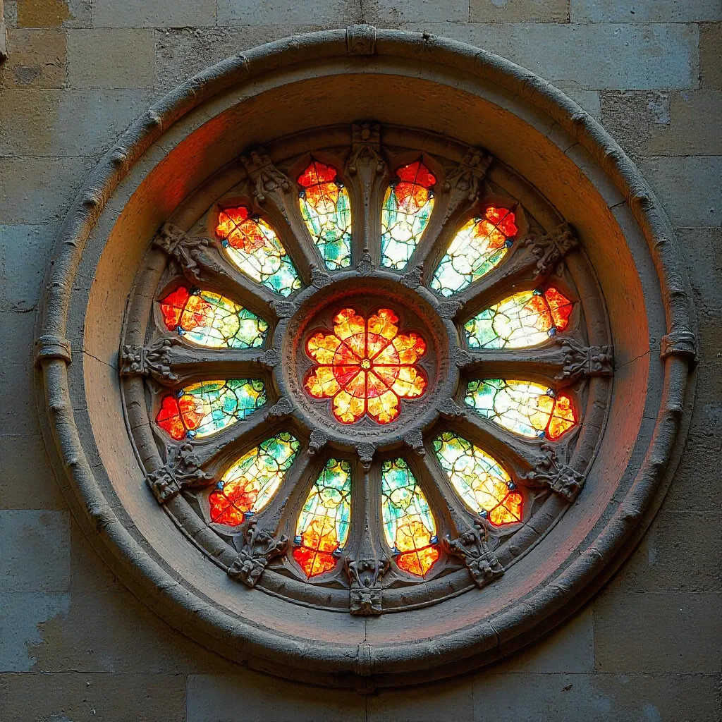 Macro view of Cagliari's ancient rose window