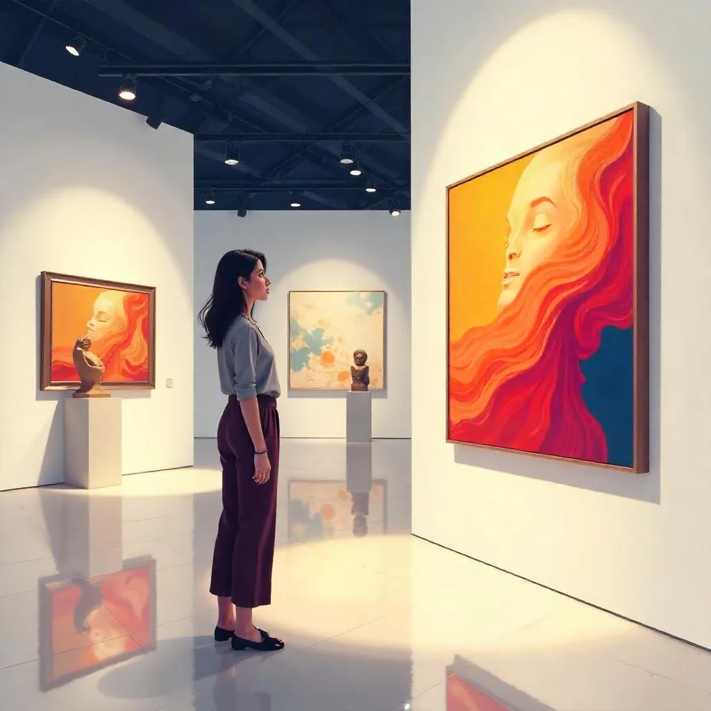 Anime Moment: Young Middle Eastern Woman in an Art Gallery