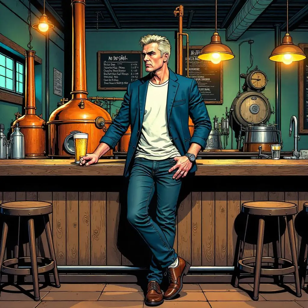 Comic Style Brew: A Stylish White Man at the Taproom