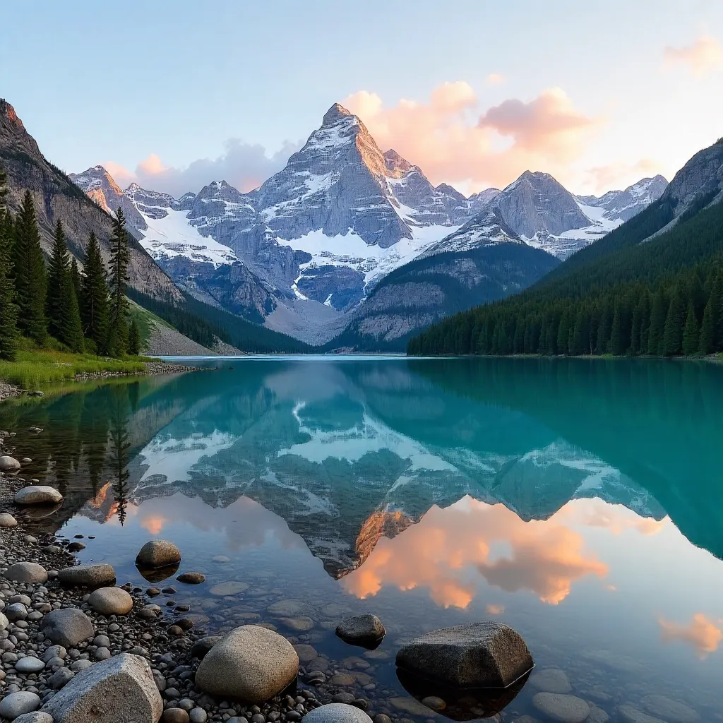 Glacier National Park: Tranquil Mountain Lake at Golden Hour