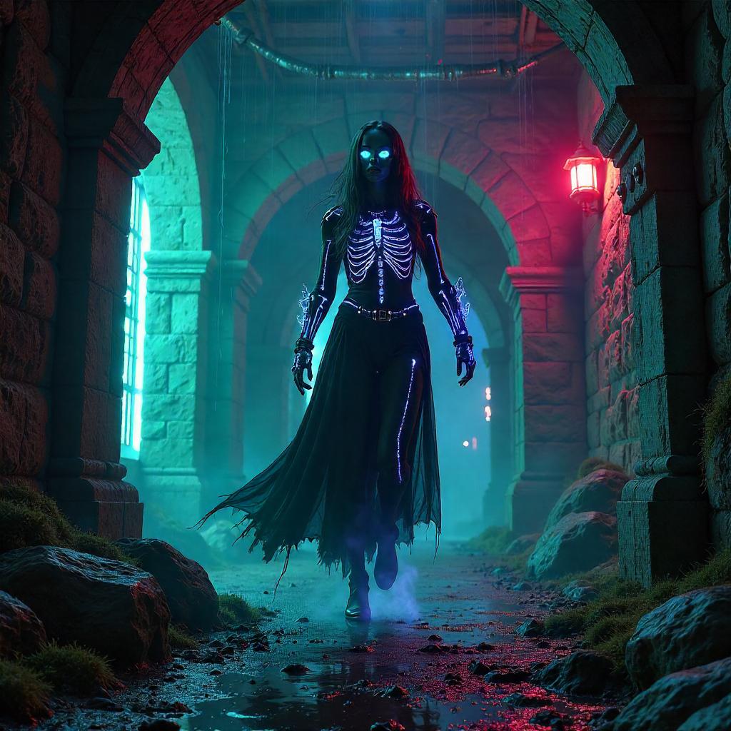 Banshee in Neon Dungeons of a Cyber Castle