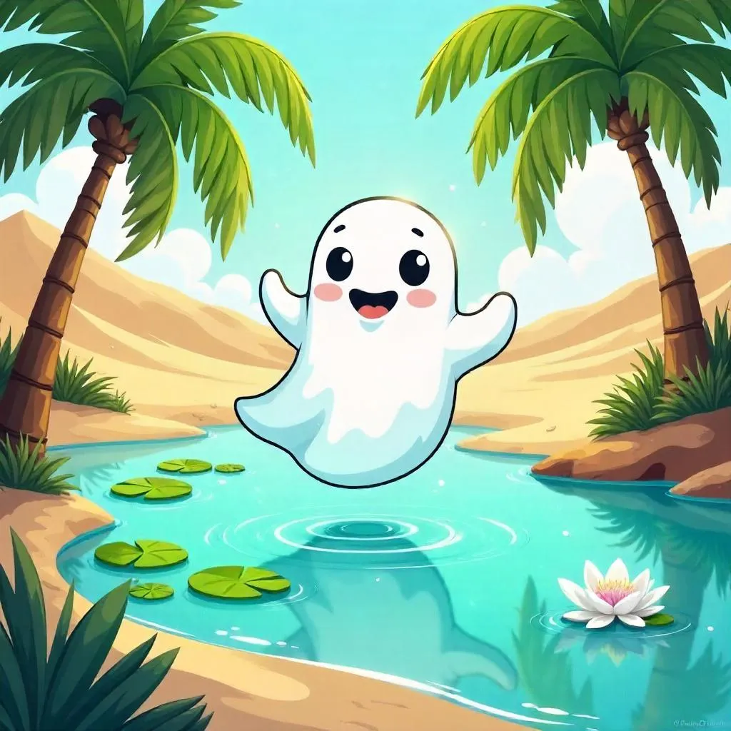 Ghost at the Oasis: A Cartoon Oasis Encounter