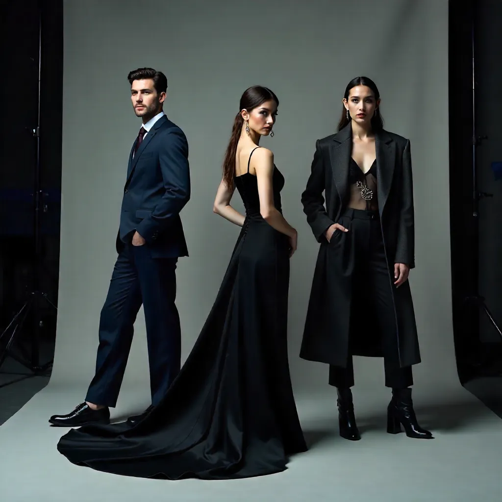 Three Models in Moody Studio Fashion