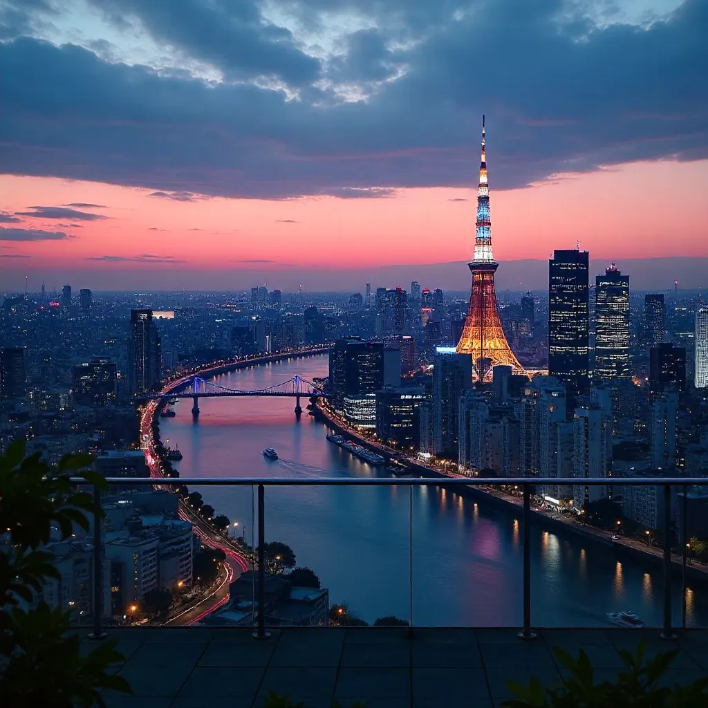Dusk Over Tokyo: Skytree and the Neon Skyline
