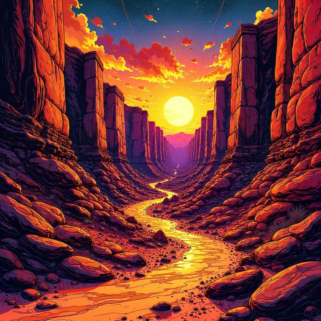Kaleidoscopic Canyon in Comic Book Style