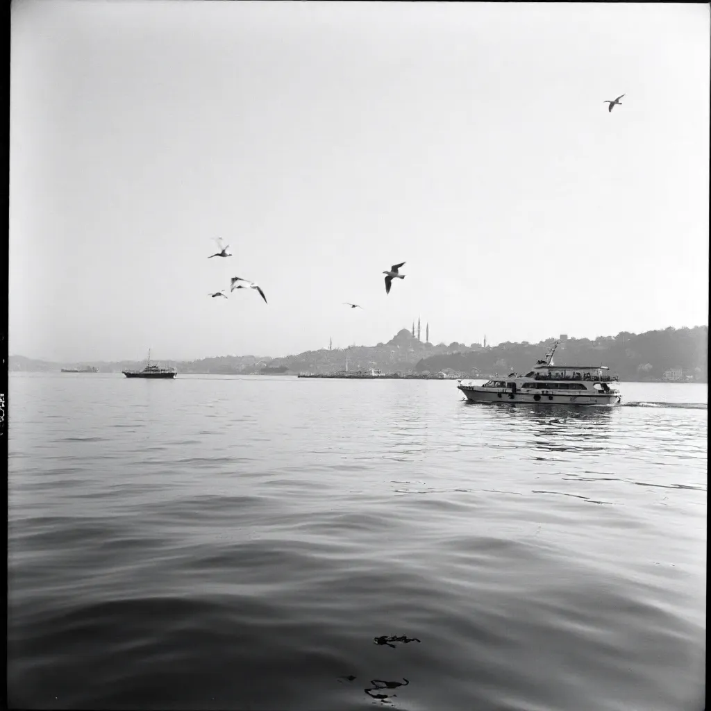 Morning Calm over Istanbul's Bosphorus (BW)