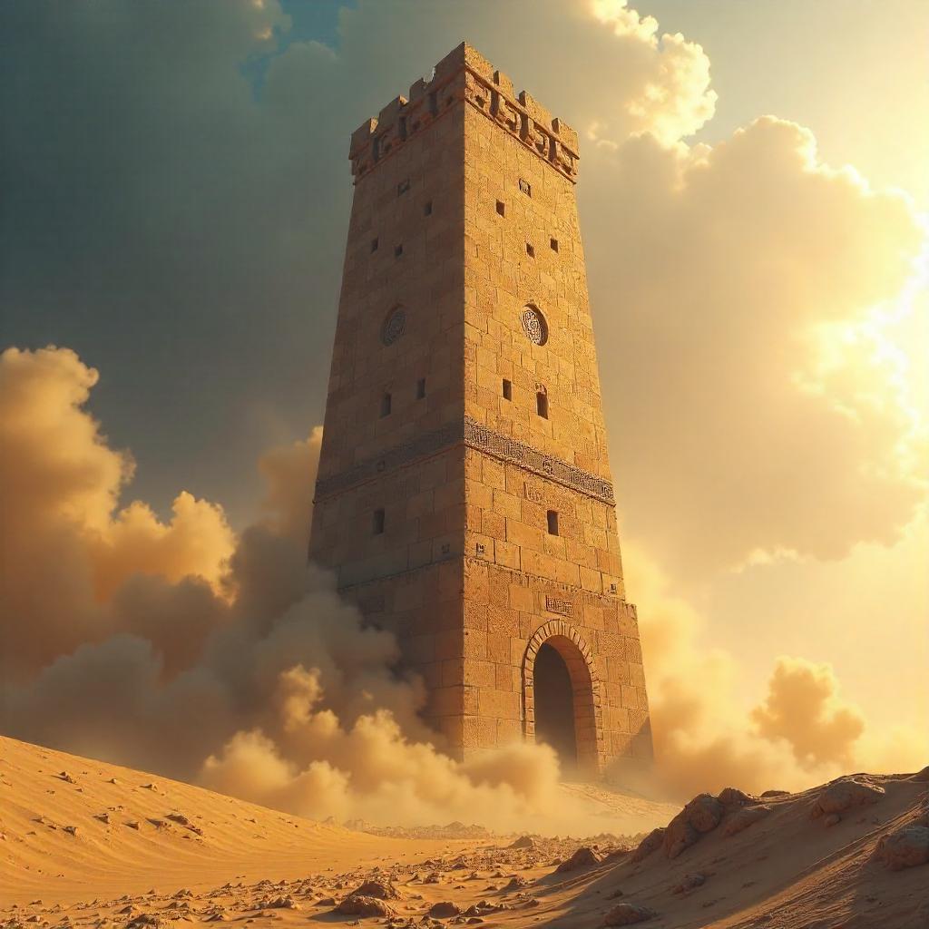 Tower Amid the Sandstorm: a 3D Render