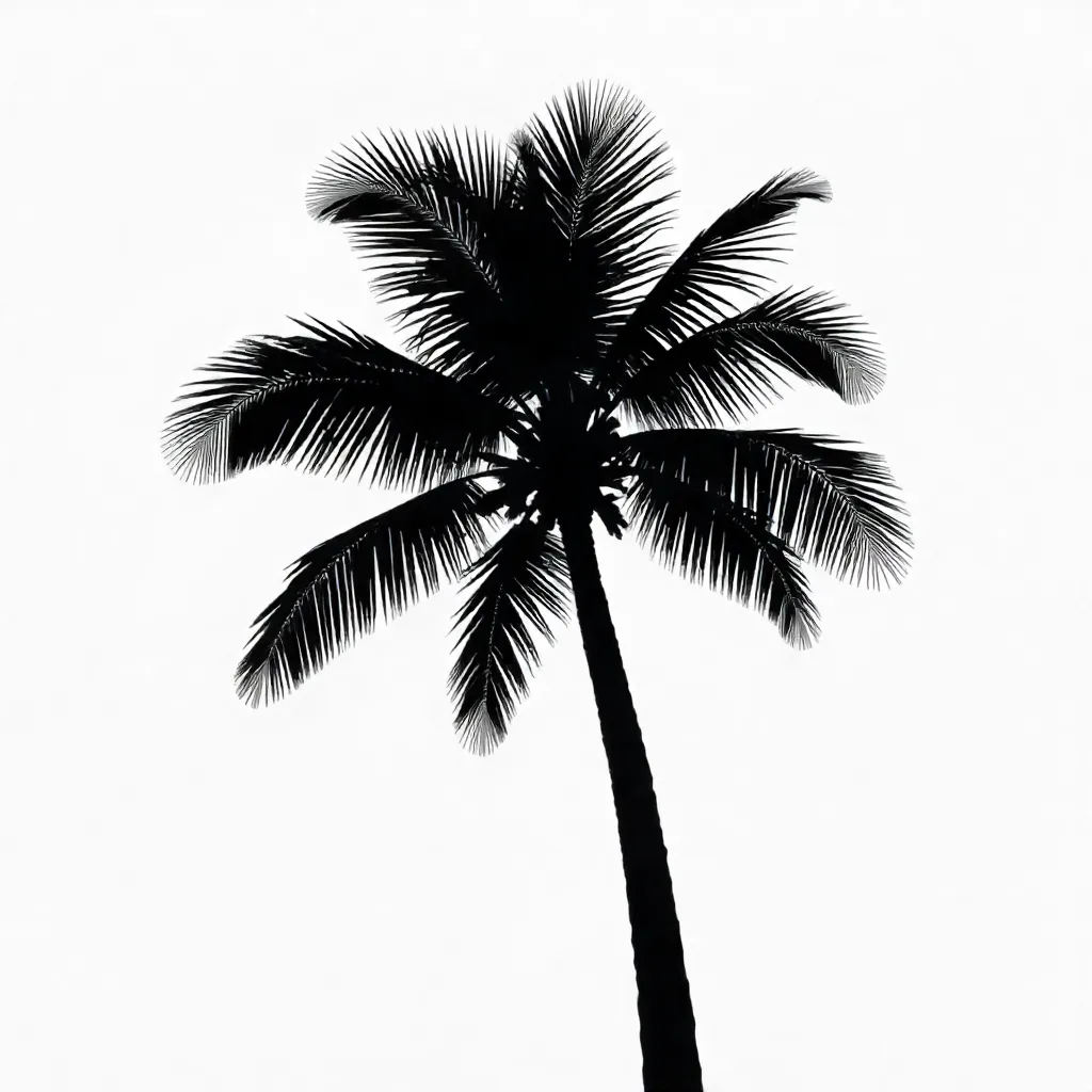 Minimalist Palm Silhouette in Black and White