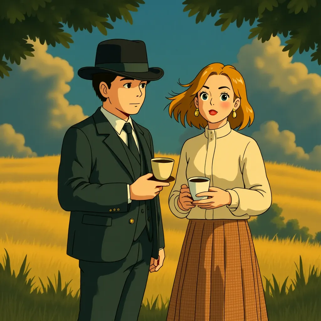 Kirsten Dunst and Jesse Plemons in The Power of the Dog (2021) - Anime style