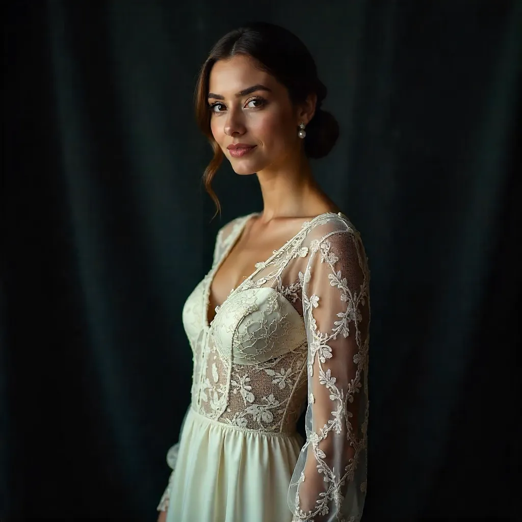 Elegance in White Lace: A Mysterious Portrait