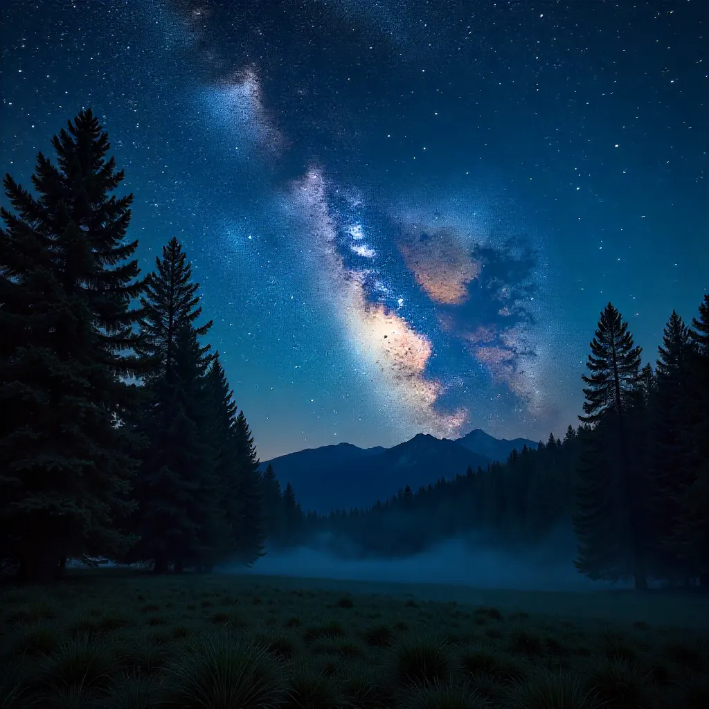 Milky Way Over a Dense Slovak Forest at Night