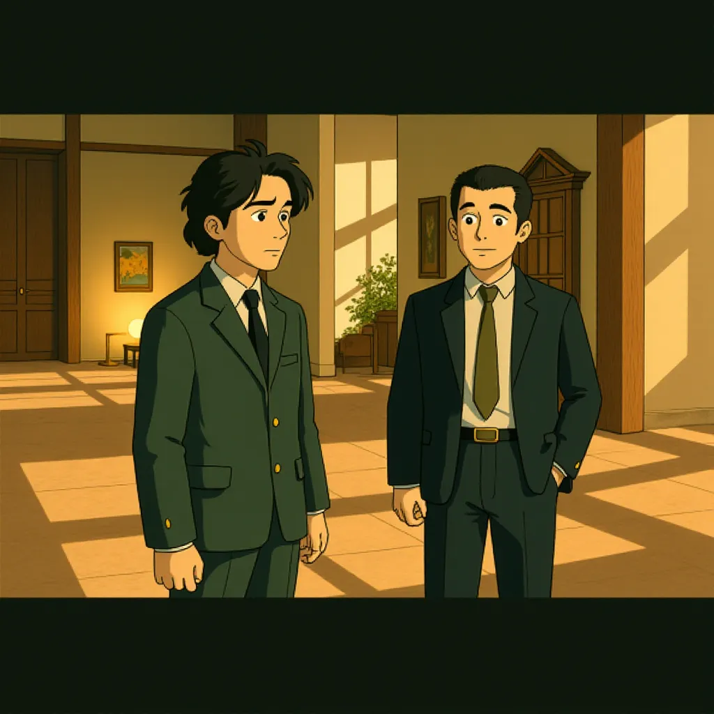 Tom Hanks and Jean Reno in The Da Vinci Code (2006) - Anime style