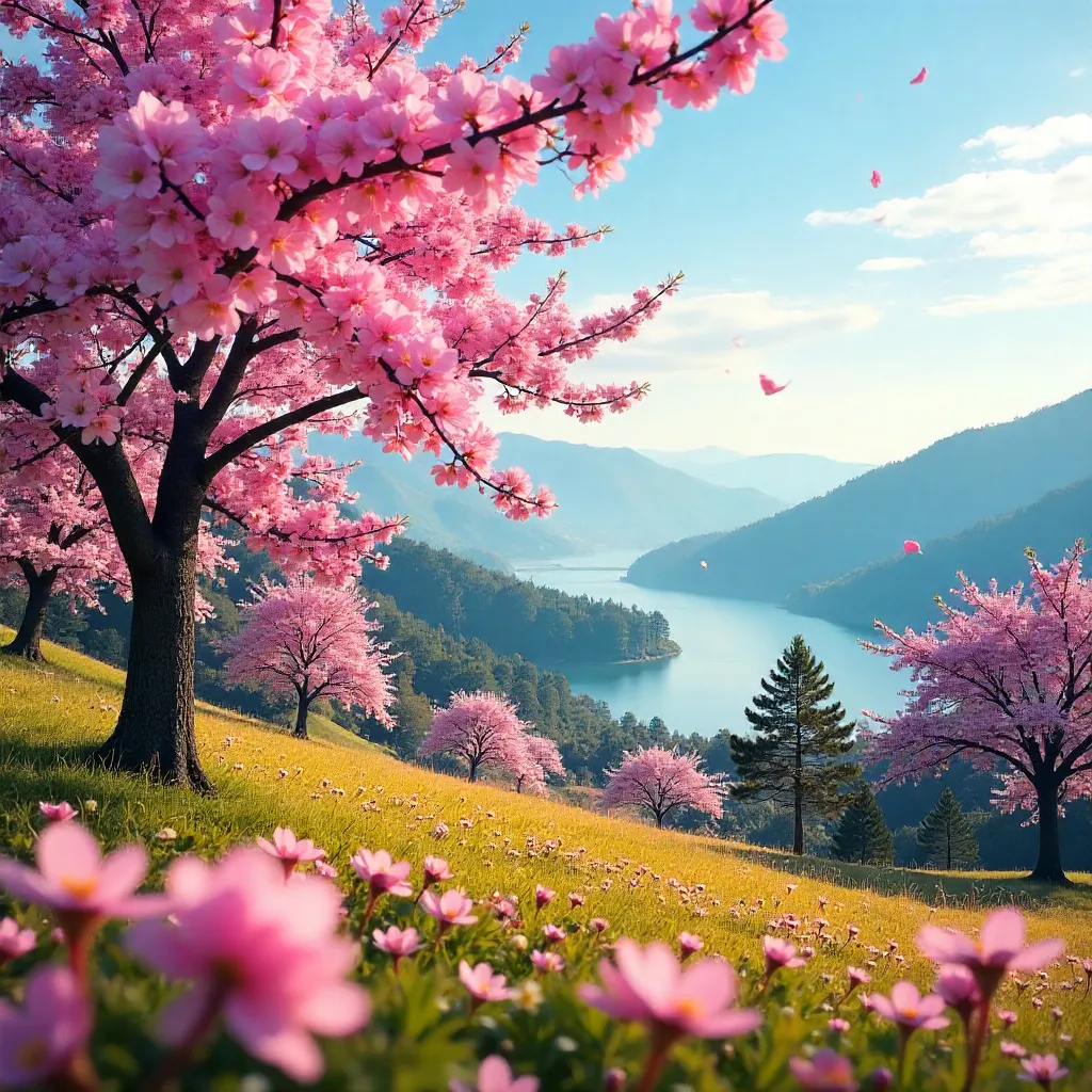 Dalat Cherry Blossoms Under a Clear Blue Sky