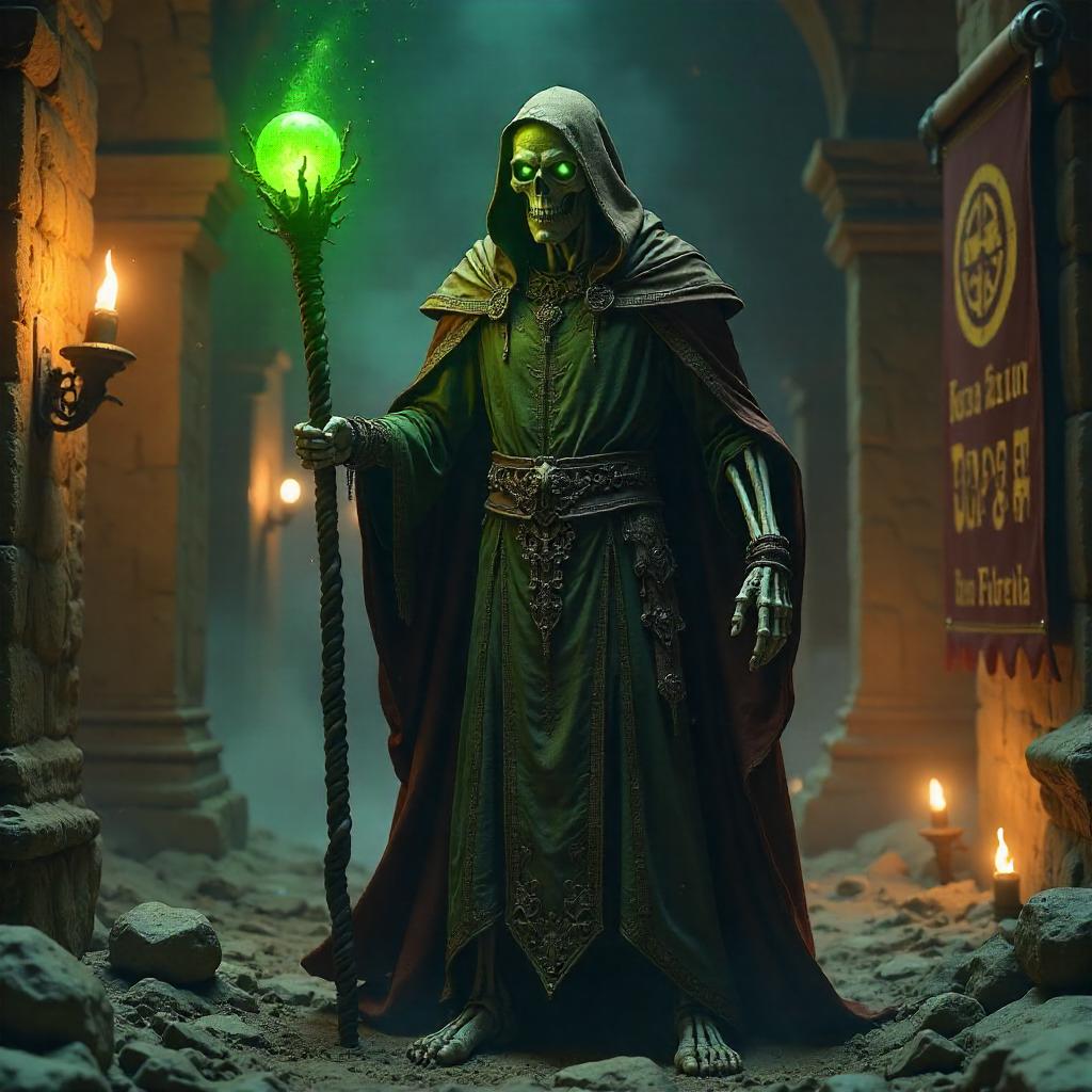 Lich in a Cinematic 3D Medieval Hall