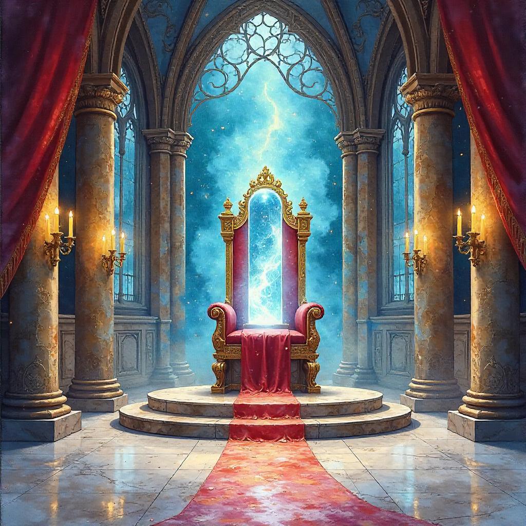 Watercolor Throne Room with a Soul Gem
