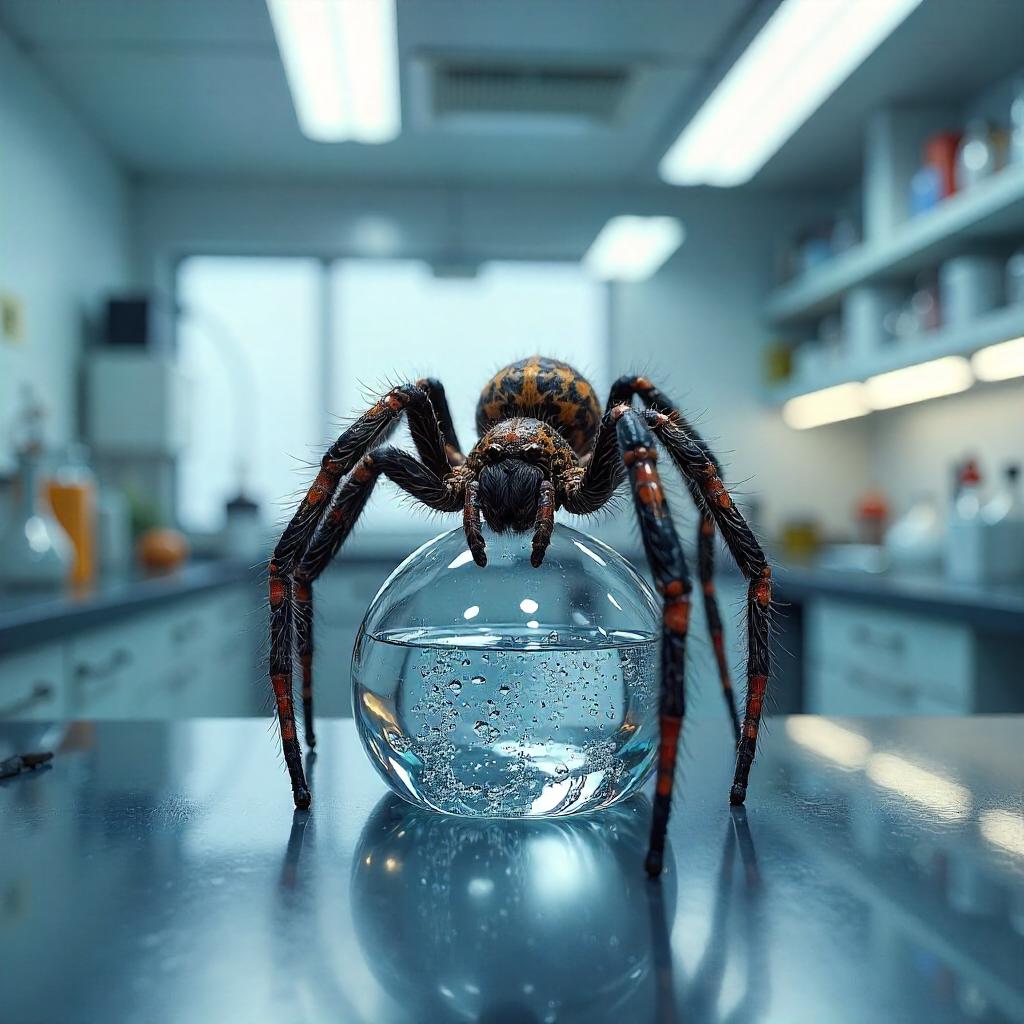 Hyper-Realistic 3D Spider in a Modern Laboratory