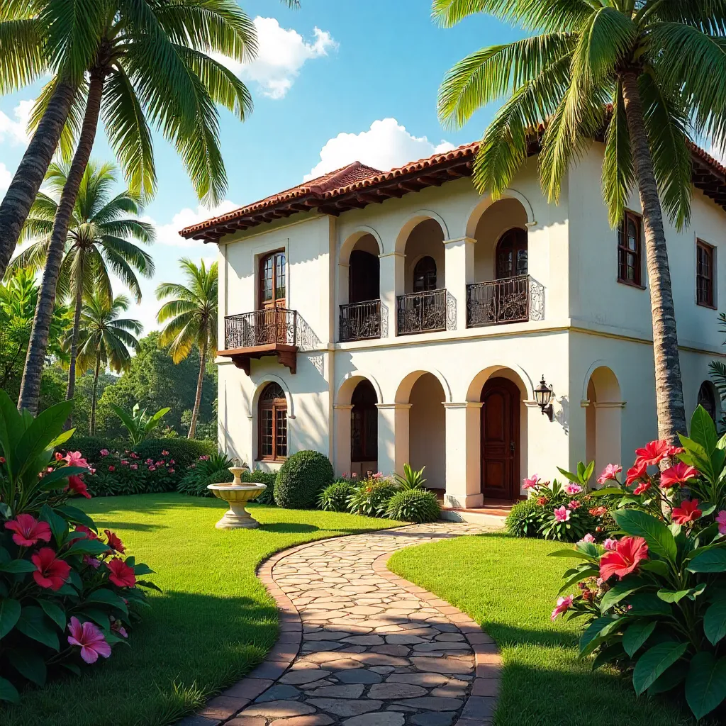 Colonial House and Lush Garden in Porto Seguro, Brazil