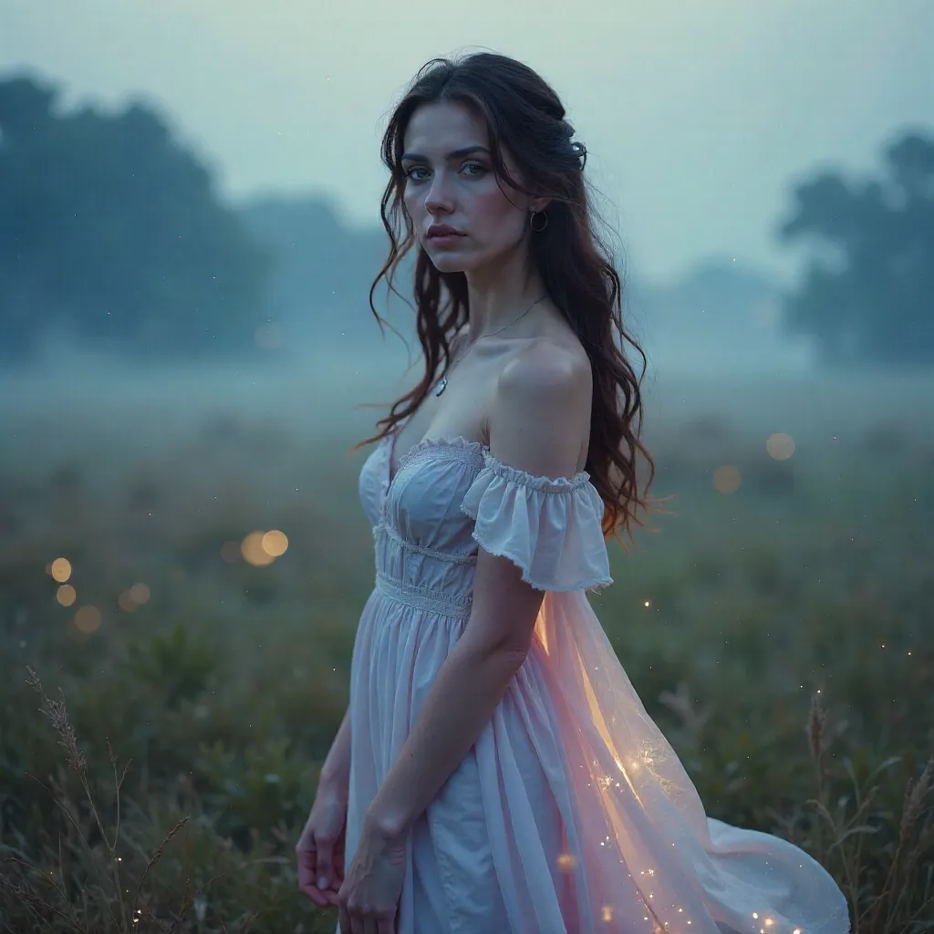 Ethereal Portrait: Dreamlike Flowing Dress
