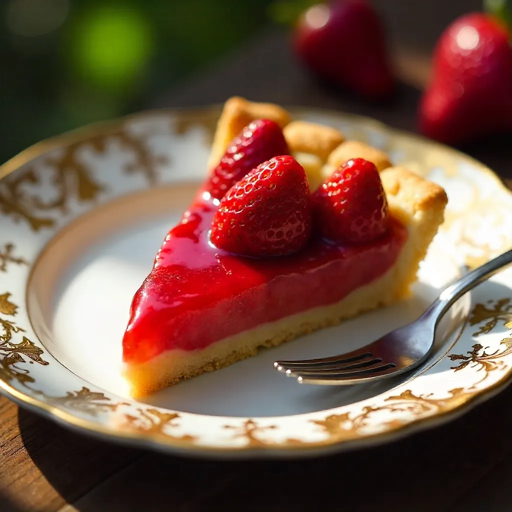 Mouthwatering Strawberry Tart on an Ornate Plate