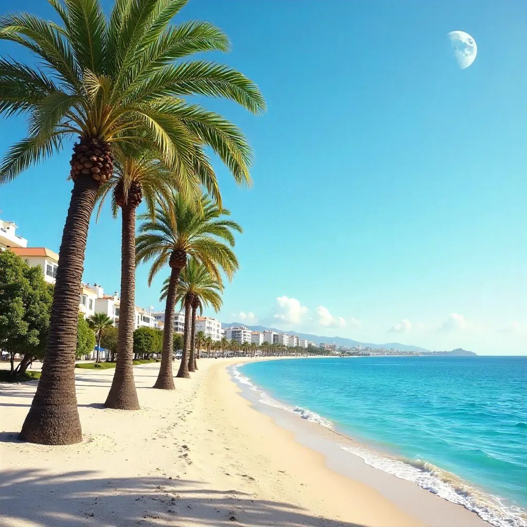Serene Alicante Palm Trees under Day Moon