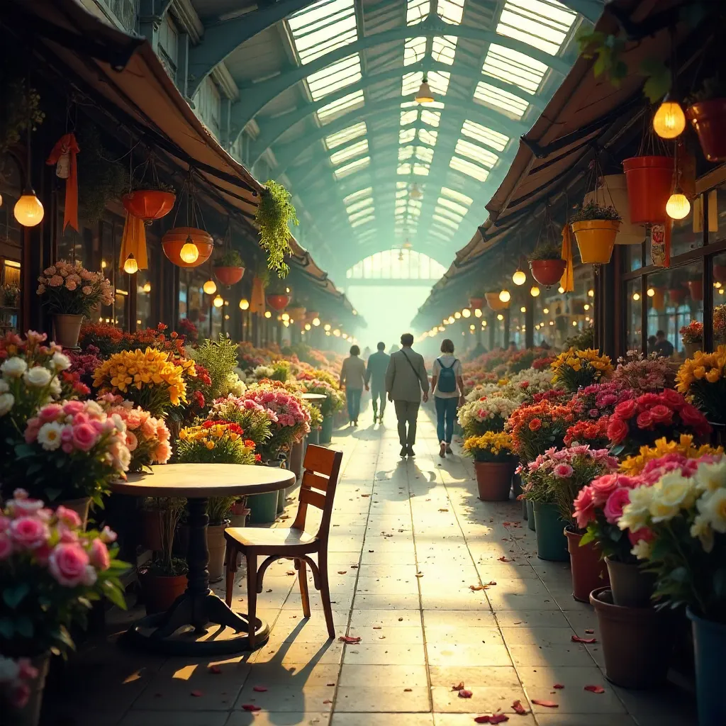 Atmospheric Indoor Flower Market: Motion and Stillness