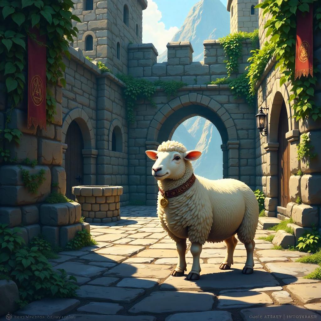 Castle Courtyard Sheep — Concept Art