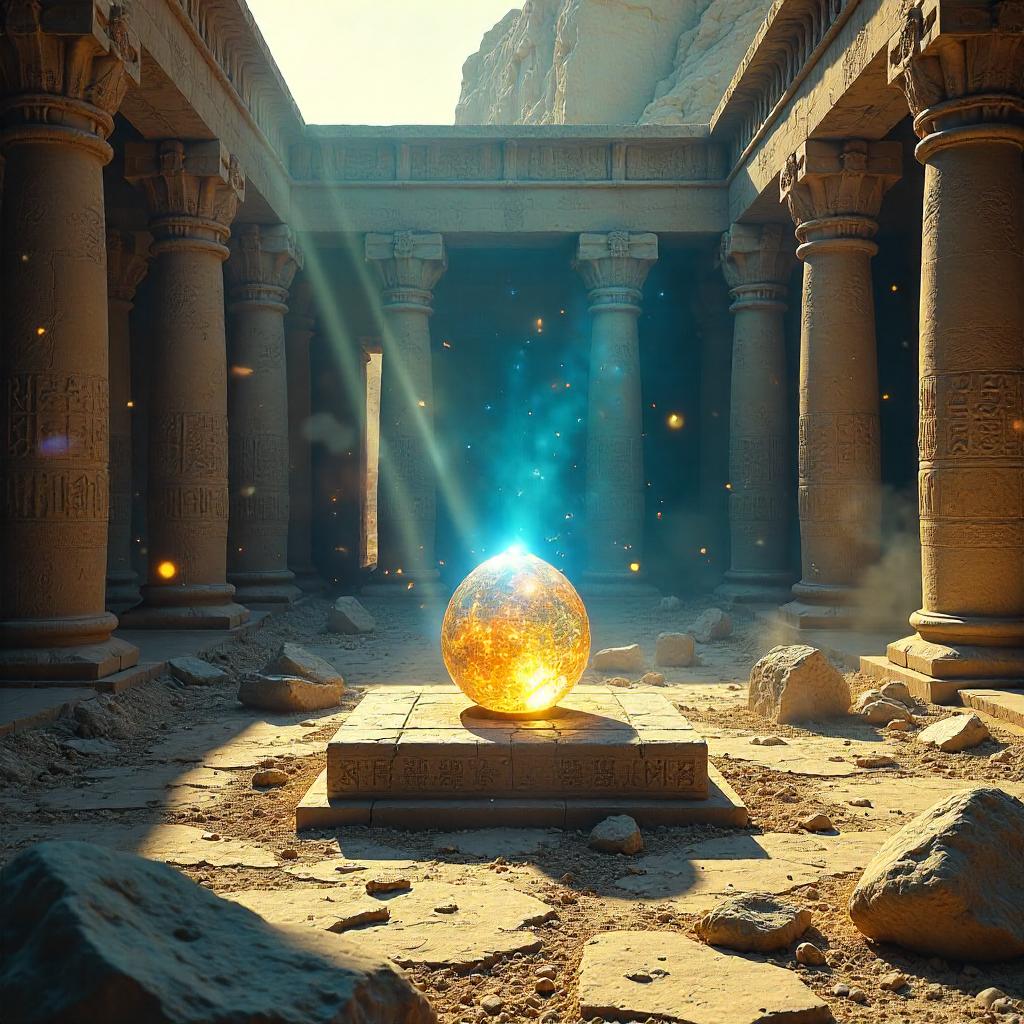 Sacred Relic in Neon Temple Ruins