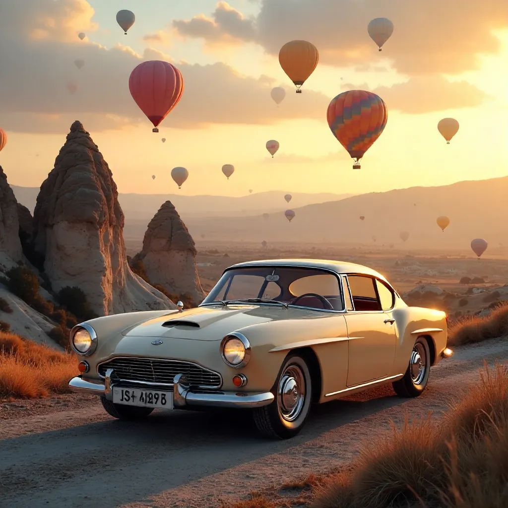 Sunrise in Cappadocia: Classic Car and Balloons