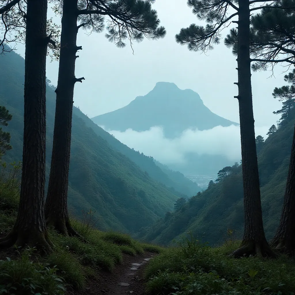Moody Mist over Table Mountain: Fog, Trees, and Silence