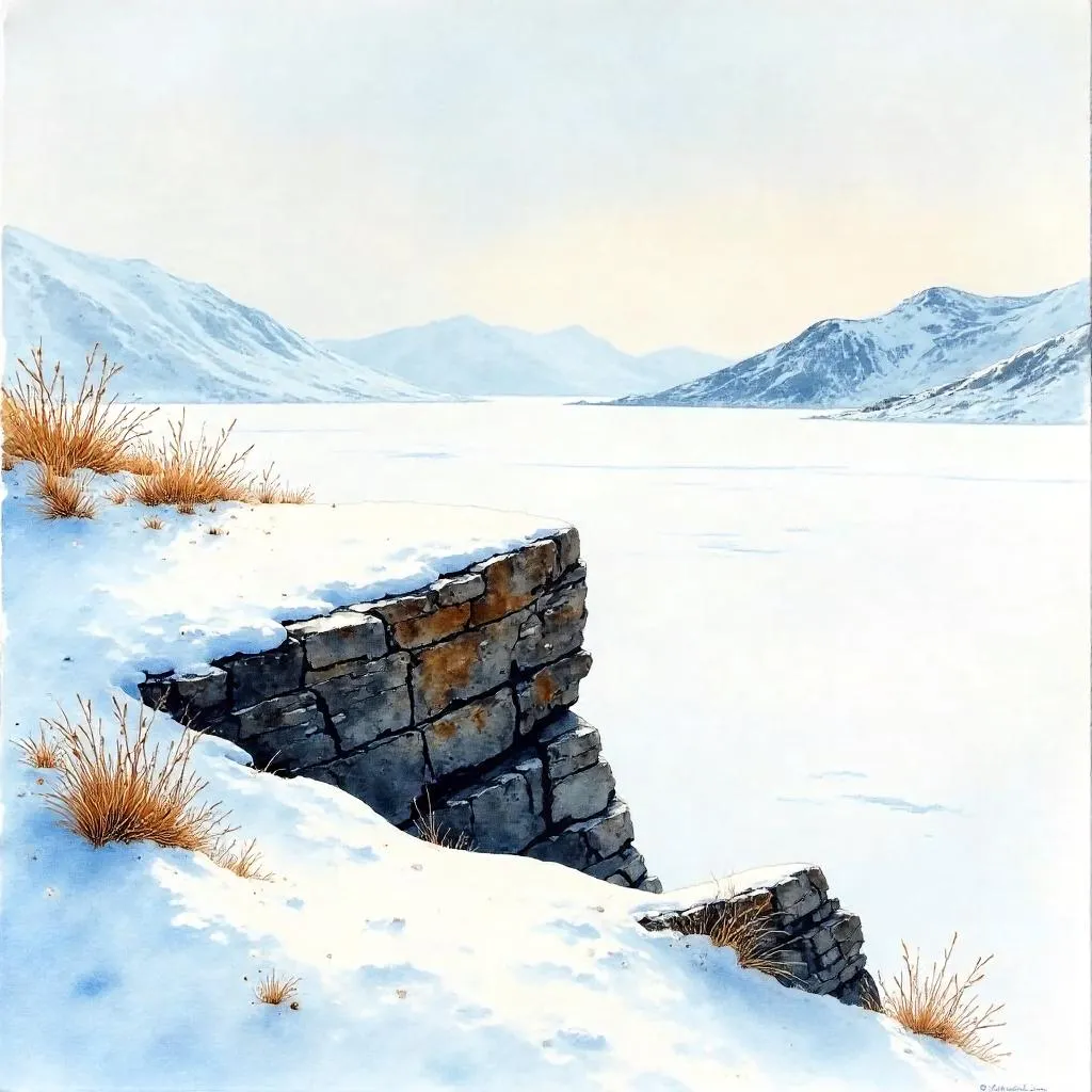 Winter Tundra on a Windswept Rocky Outcrop