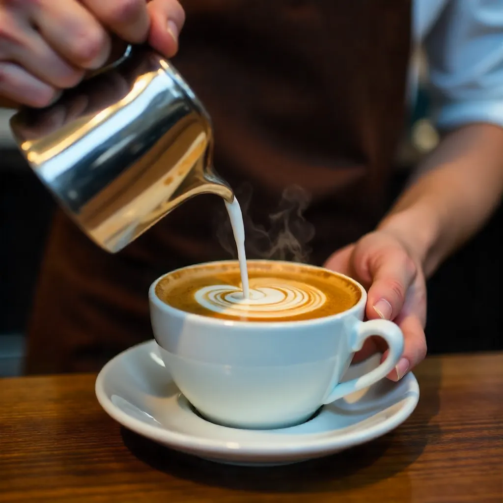 Macro Pour: Barista Crafting Cappuccino Foam