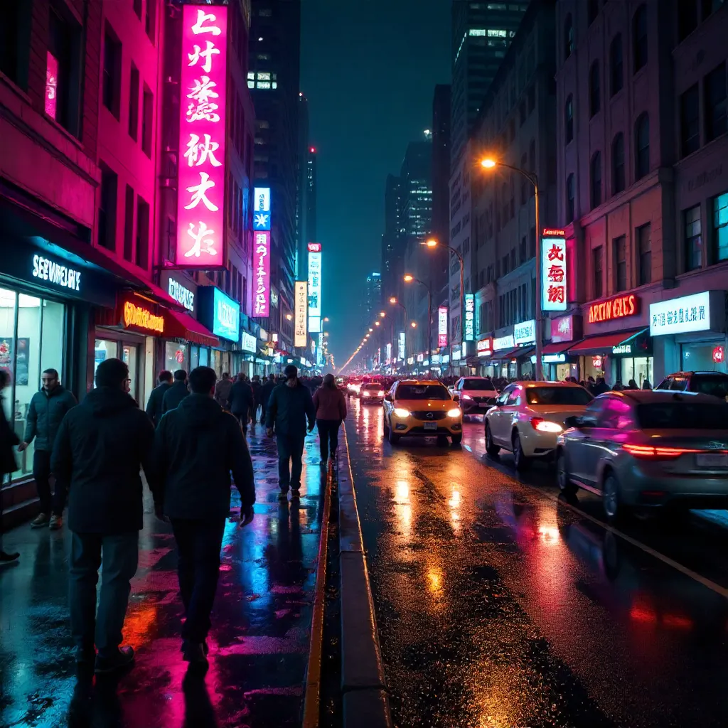 Dynamic Motion Blur on a Bustling City Street
