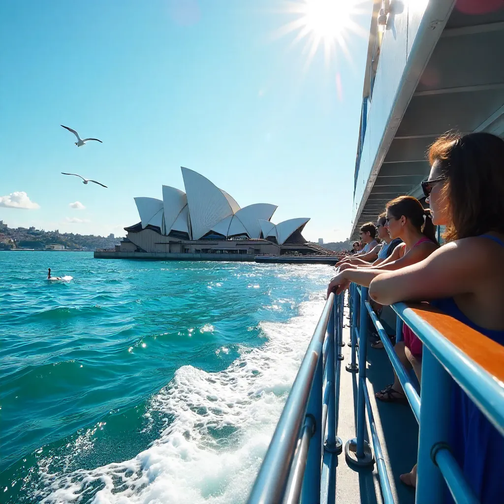 Sunny Ferry Approaching Sydney Opera House