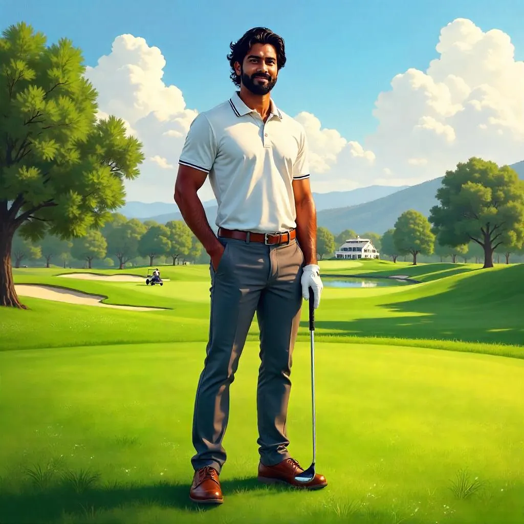 Handsome Indian Golfer on the Green