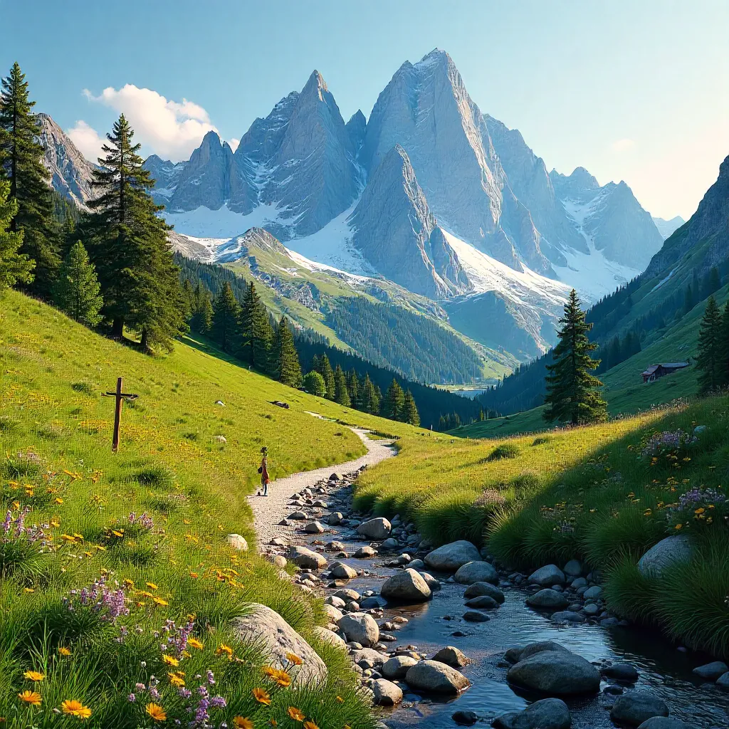 Trail to Snow-Capped Valle d'Aosta Peaks