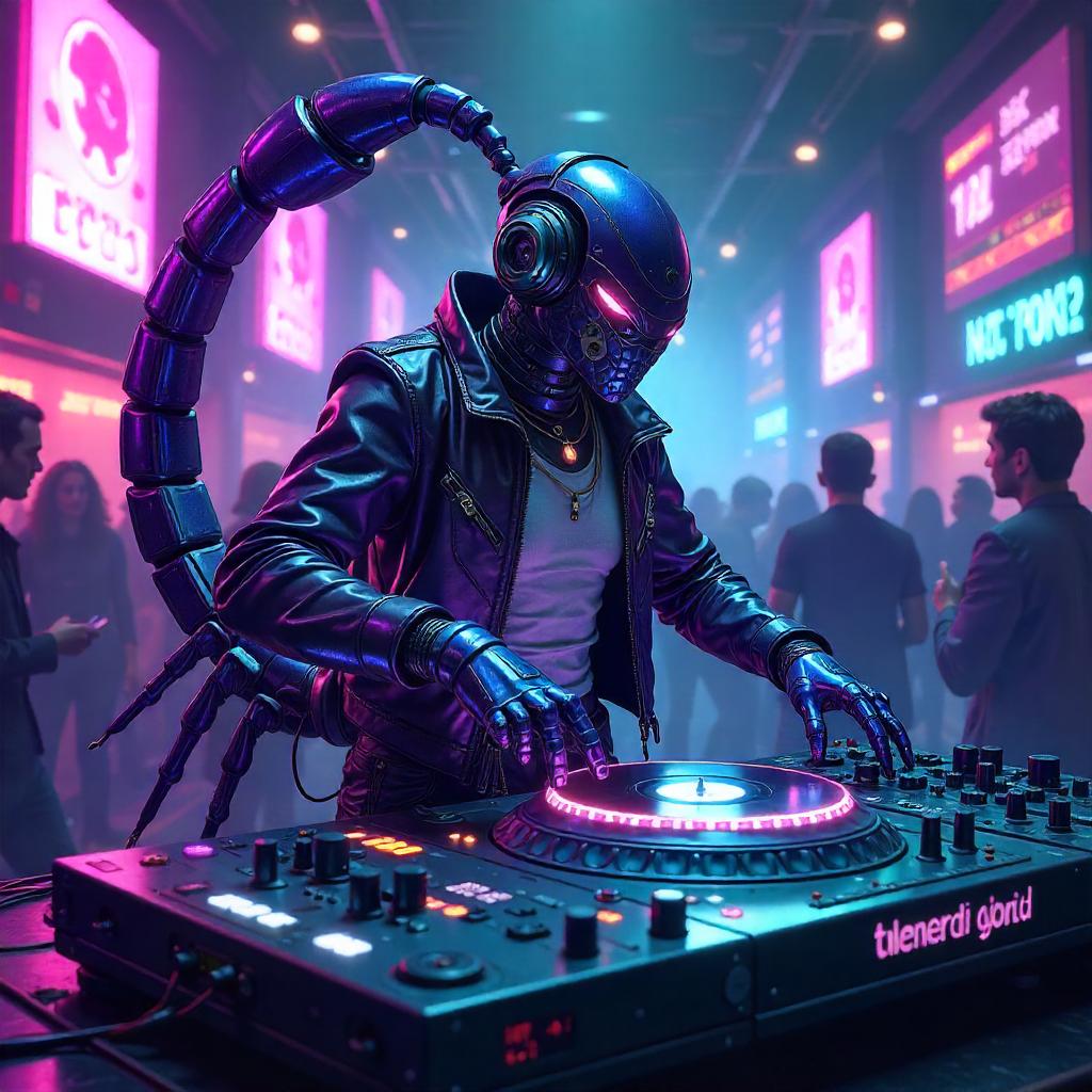 Neon Scorpion DJ in Anime Nightclub
