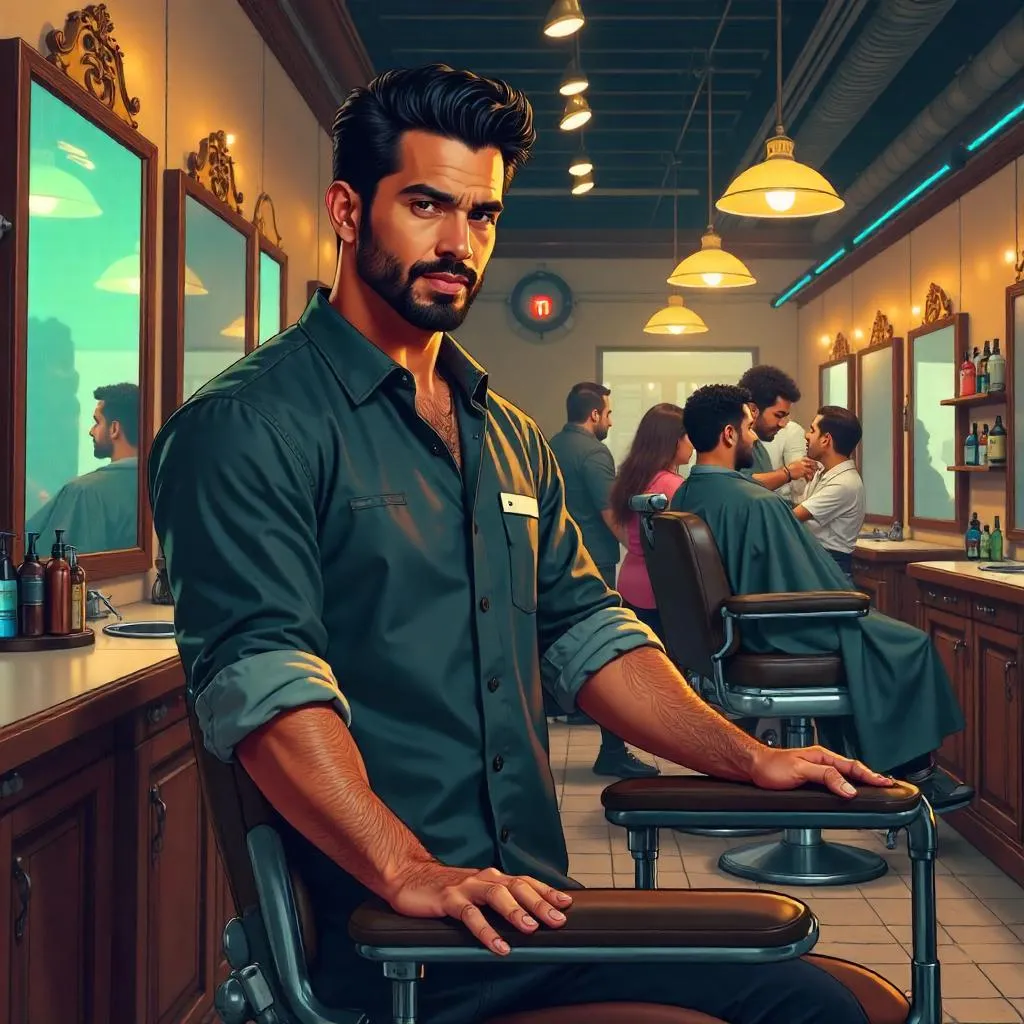 Anime Barber: Latino Pro in a Modern Shop